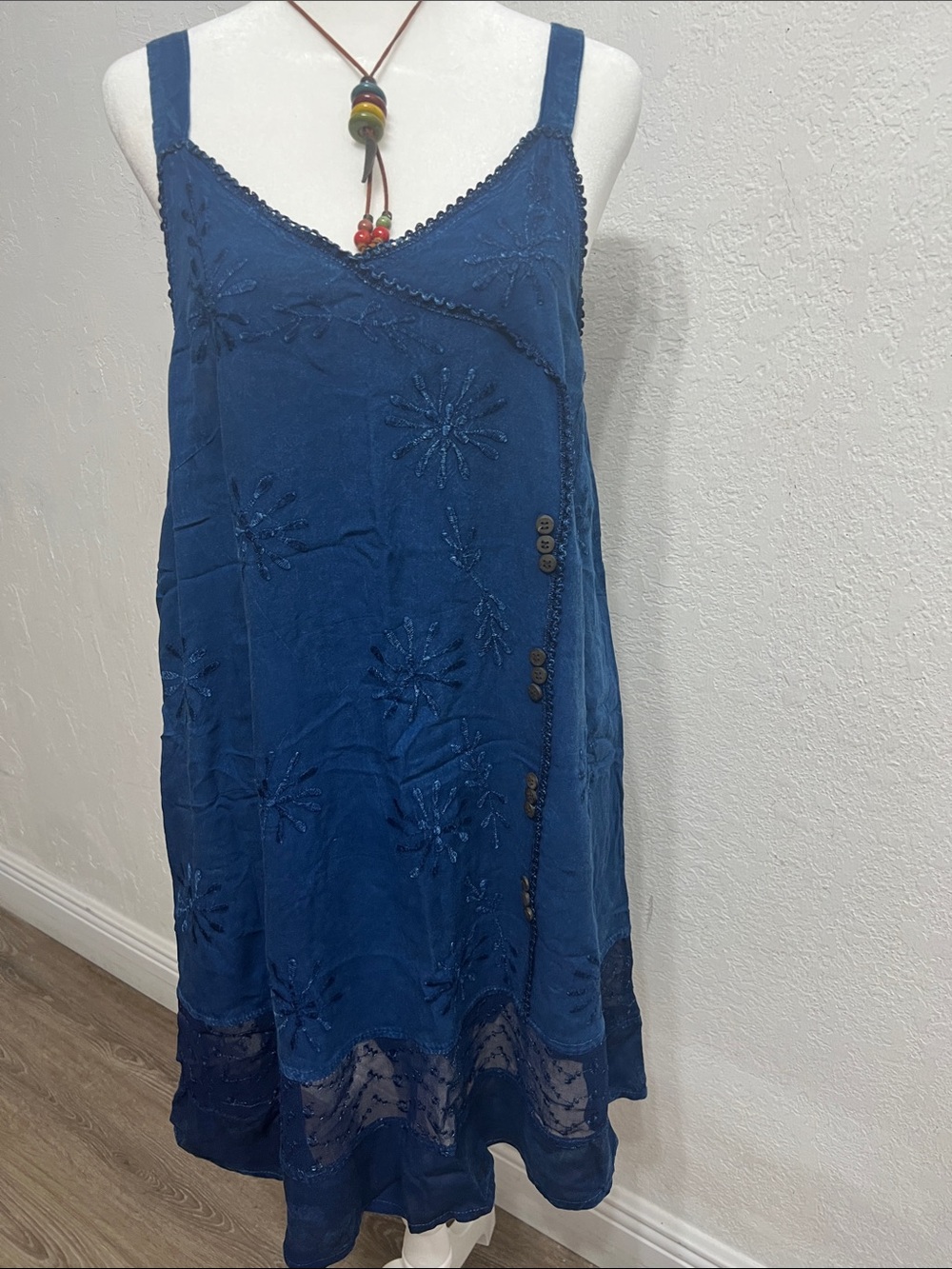 Women's Indigo Embroidered Camisole Tank